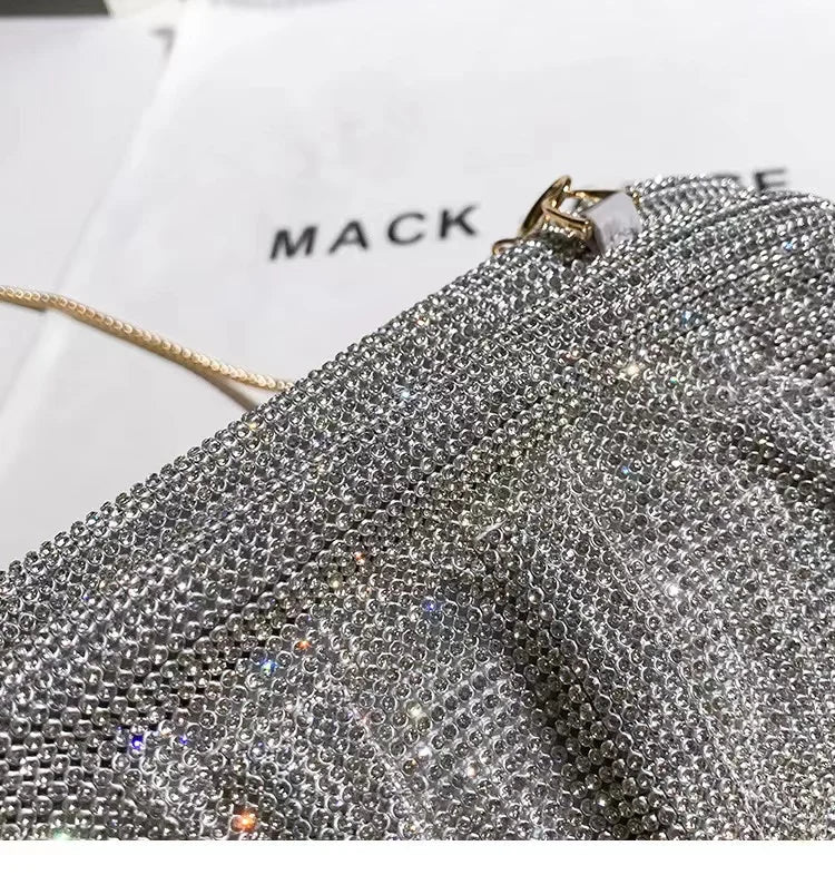 Luxury Designer Glitter Shiny Rhinestones Diamond Evening Bag Women's Handbag Wedding Party Clutch Purse Shoulder Crossbody Bag