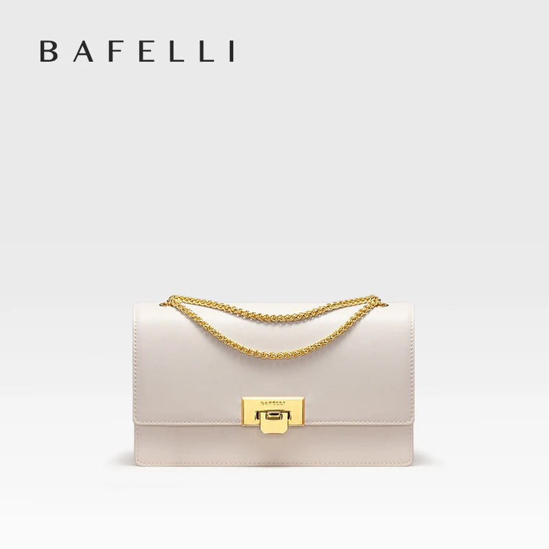 BAFELLI 2023 LUXURY BRAND CLASSIC STYLE FASHION BUSINESS ELEGANT BOXY CHAIN LEATHER SQUARE BAG HANDBAG SHOULDER CROSSBODY RETRO