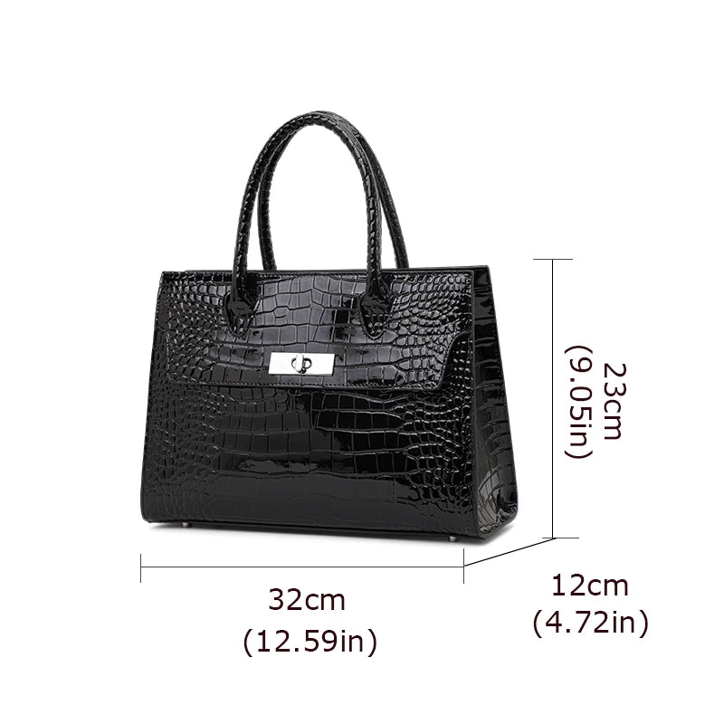 Aidrani  Fashionable crocodile patterned handbag, made of cowhide material, large capacity high luxury women's bag