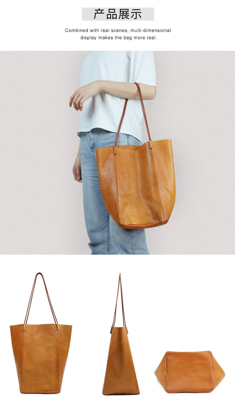 GOSLOON-198 Luxury Genuine Leather Women Shoulder Bags Large Capacity Female Totes Bag Original Leather Lady Handbag Casual