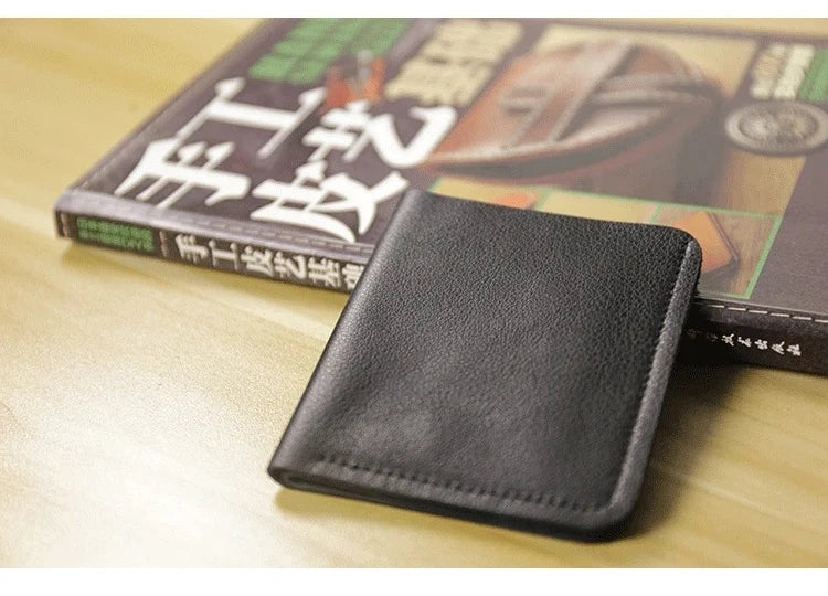 Genuine Leather Casual Men Wallet Luxury Design Short Purse Slim Card Holders Solid Money Bag Ultra Thin Minimalist Wallets