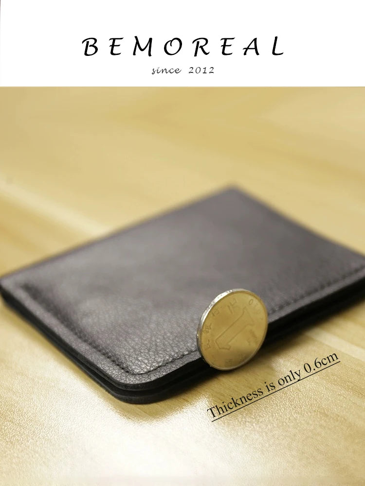 Genuine Leather Casual Men Wallet Luxury Design Short Purse Slim Card Holders Solid Money Bag Ultra Thin Minimalist Wallets