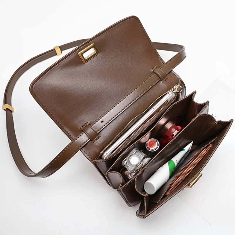 New Tofu Bag Luxury Brand Top Quality Smooth Genuine Leather One Shoulder Messenger Bag Fashion Women's Small Square Box Bag