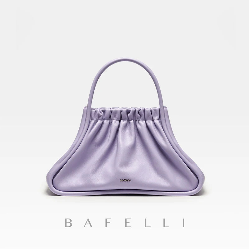 BAFELLI 2023 NEW WOMEN'S BAG RUCHED STYLE TRENDING GENUINE LEATHER SHOPPER PURSE LUXURY BRAND DESIGNER SHOULDER HANDBAGS