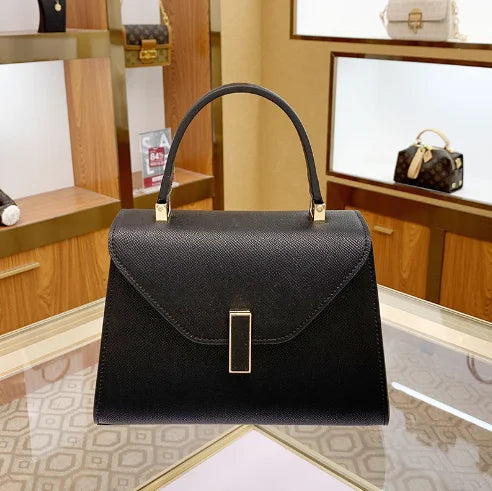 2024 Hot Black Leather Women's Ladies Square Handbag Luxury Brand Designer Trendy Replica Shoulder Crossbody Messenger Bag