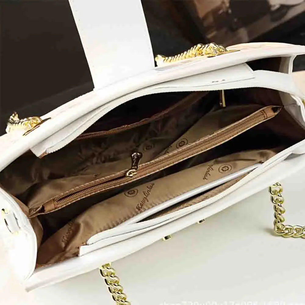 Fashion Noble Women Shoulder Lace Crocodile Print Handbag Luxury Patent Leather Chains Elegant Tote Ladies Clutch Bags 2023 New