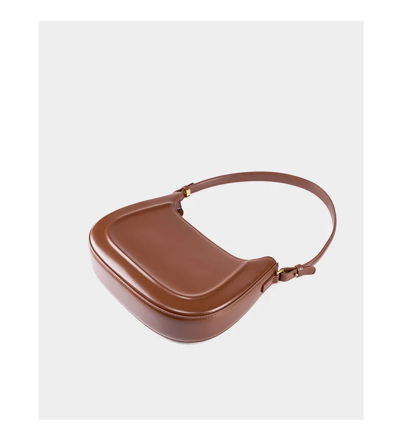 Genuine leather red shoulder bag woman minimalist crossbody bag cowhide handbags female luxury bag armpit bag saddle bag