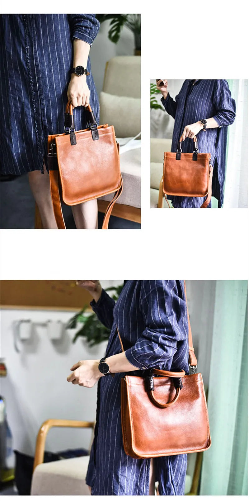 Vintage literary luxury natural genuine leather women's red handbag simple ladies weekend daily party real cowhide shoulder bag