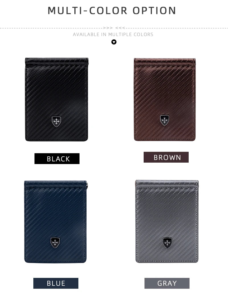 Free Name Engraving Men RFID Wallets Simple Card Holders Luxury Brand Male Carbon Fiber Card Clips Slim Mini Men's Money Clips