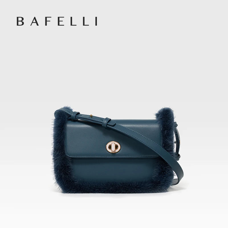 BAFELLI 2023 NEW WOMEN'S BAGS FASHION TRENDING FUR GENUINE LEATHER LUXURY BRAND ORIGINAL DESIGNER CROSSBODY SHOULDER PURSE