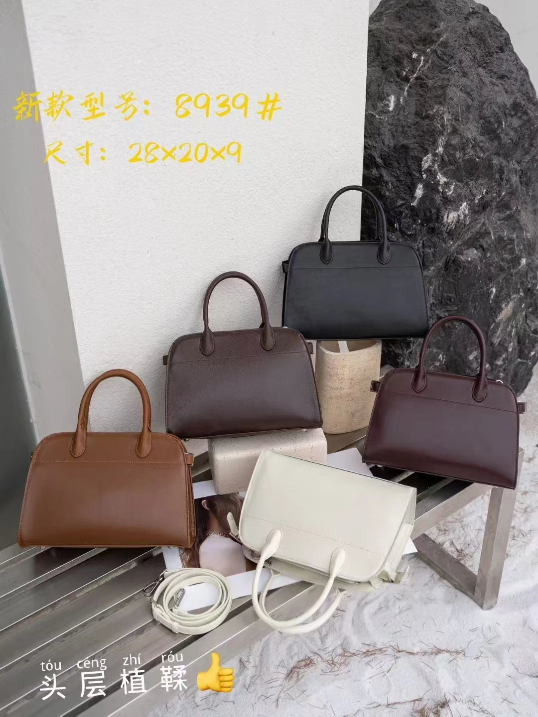 New Stylish Luxury Large Capacity Office Lady Commuter Tote Top Layer Vegetable Tanned Cow Leather Female Shoulder Bag Handbag