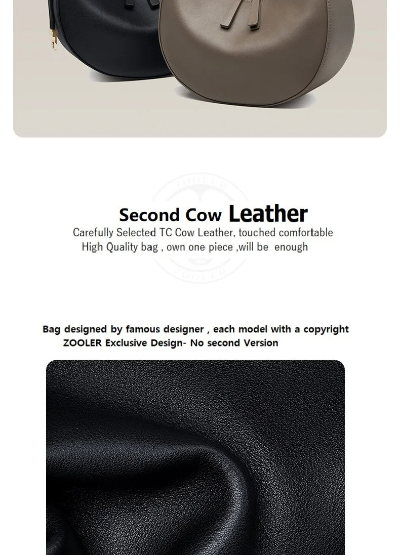 Original Cow Bag Fashion Luxury Real Leather Bags Handcraft Ladies Women Handbag Second Skin Half Moon Purses#SC1005