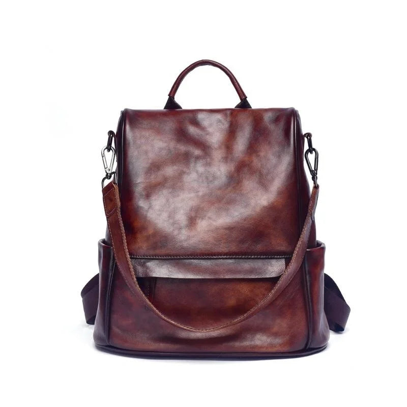 MOTAORA Vintage Women Backpacks 2024 New Genuine Leather Anti Theft Backpack Cowhide Large Capacity Ladies Travel Luxury Bags