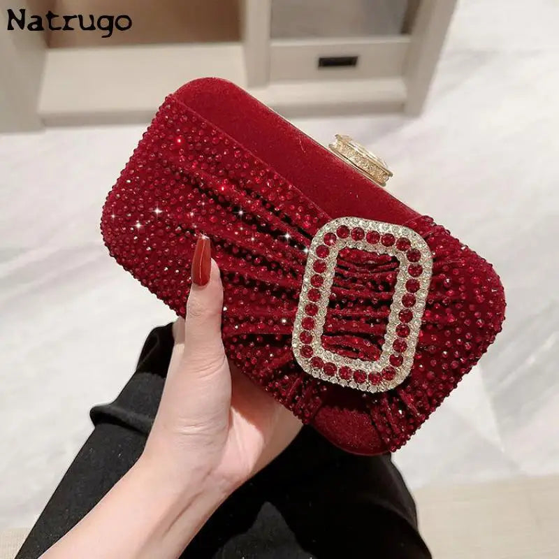 Elegant Sexy Red Women Luxury Special Crystals Beaded Evening Clutch Bags Bride Wedding Party Handbag Beaded 2024 New