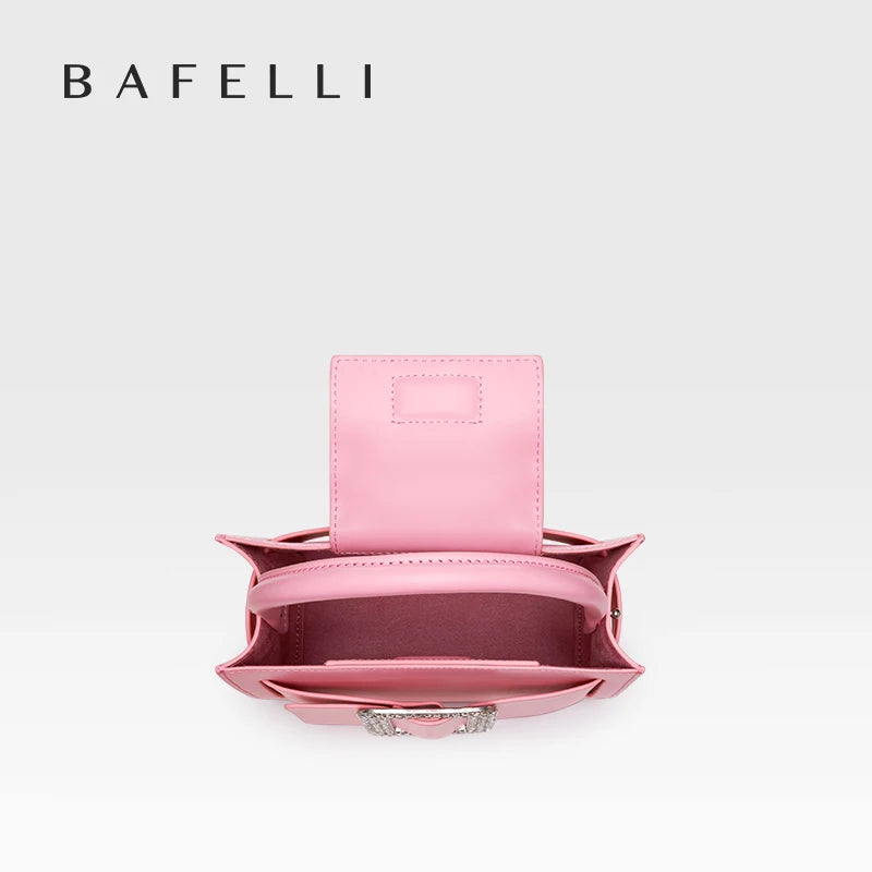 BAFELLI 2024 NEW WOMEN'S FASHION PINK EVENING HANDBAG SHOULDER BOXY BAG CASUAL PURSE LUXURY BRAND DESIGNER LEATHER TREND LADY