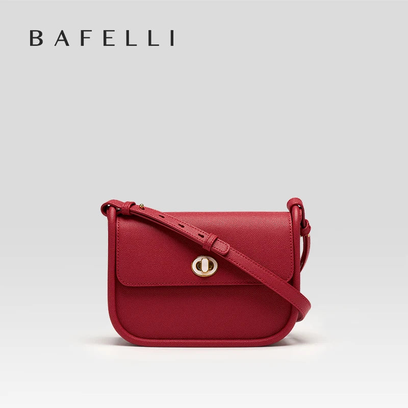 BAFELLI 2024 WOMEN'S NEW TREND LEATHER SADDLE BAGS FASHION STYLE ORIGINAL DESIGNER LUXURY BRAND CASUAL CROSSBODAY PURSE SHOULDER