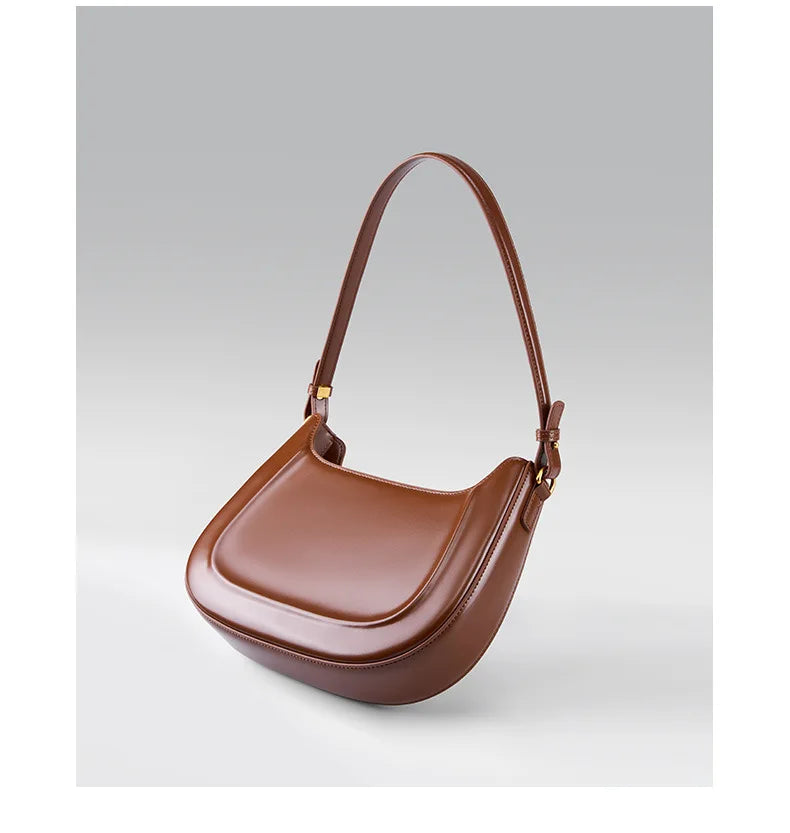 Genuine leather red shoulder bag woman minimalist crossbody bag cowhide handbags female luxury bag armpit bag saddle bag