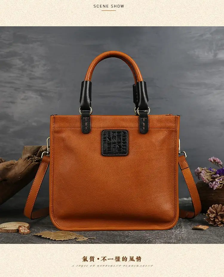 MOTAORA Genuine Leather Luxury Vintage Handbag Women Bags Designer Nature Cowhide Casual Tote 2024 New High Quality Female Bag