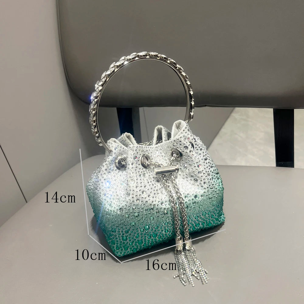 Handle Rhinestones Evening clutch Bag Purses and handbag luxury Designer shoulder bag Shiny Crystal Clutch purse bucket bag