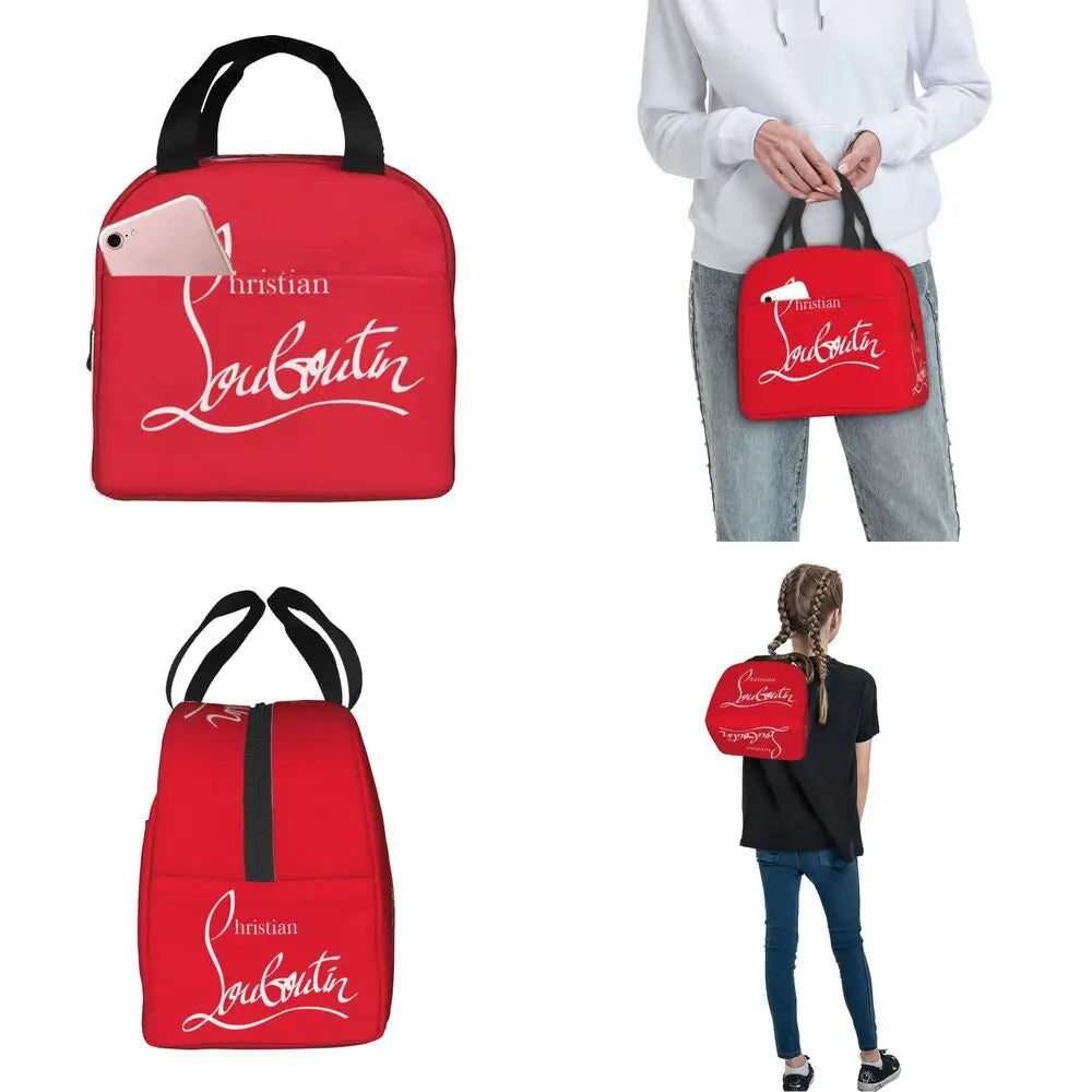 Christians High Heels Louboutins Insulated Lunch Bags Thermal Bag Meal Container Lady Beauty Large Tote Lunch Box Bento Pouch