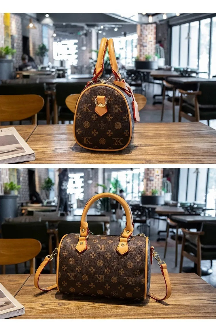 Fashionable Luxury Brand Mini Boston Pillow Handbag with High Texture and Temperament Casual Printed Letter Crossbody Bag