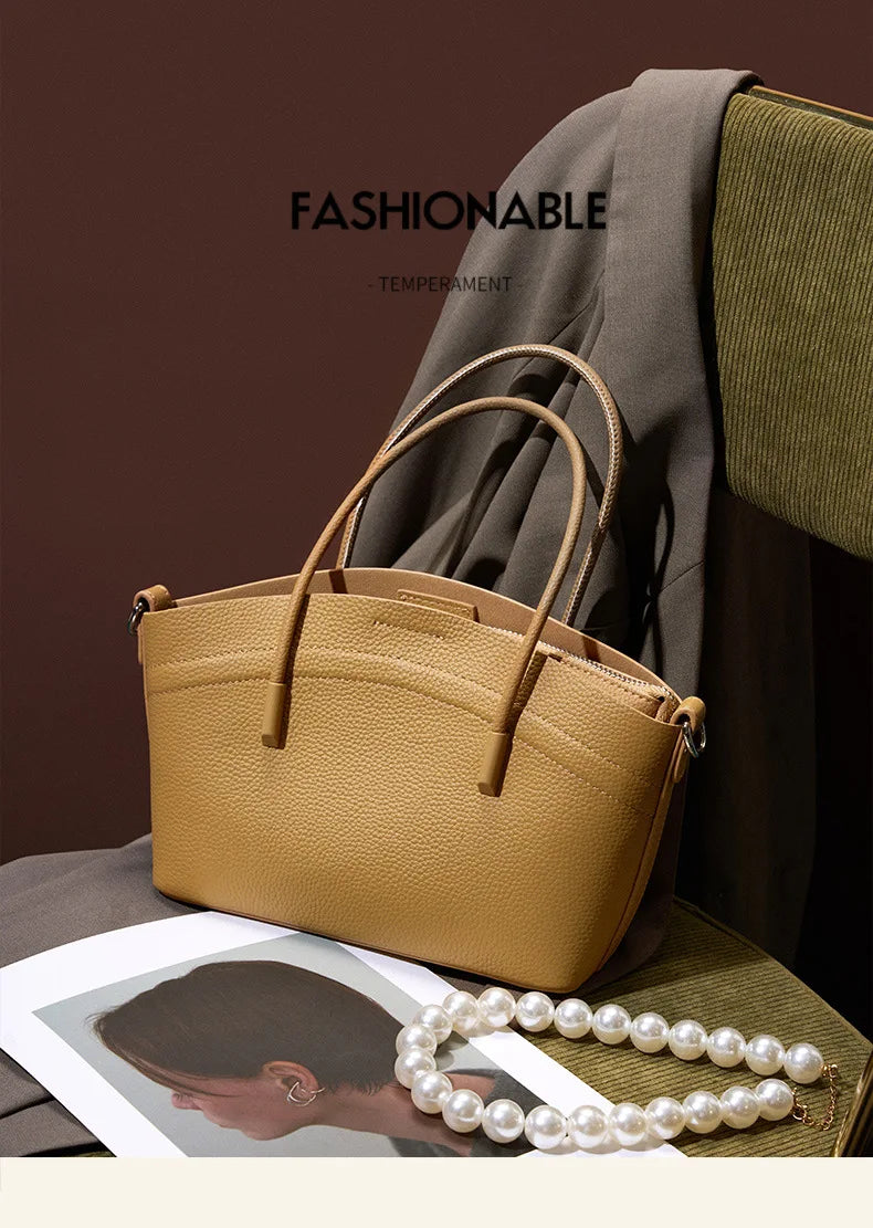 Fashion Women's Handbags Luxury Designer Brand Top Cowhide Shoulder Bags for Ladies Genuine Leather Basket Crossbody Bolsa Brown