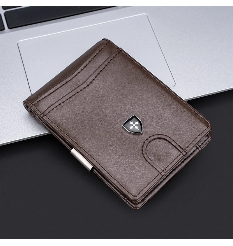 New RFID Mini Short Men Wallets Free Name Customized Card Holders Male Purses Luxury Photo Holder Small Men's Card Wallet