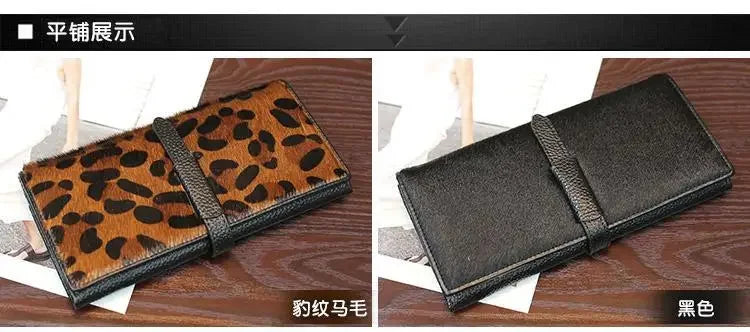 New Fashion Leopard Cow Genuine Leather Women Long Wallets Real Leather Female Luxury Brand Designer Clutch Girl Gift Cash Purse