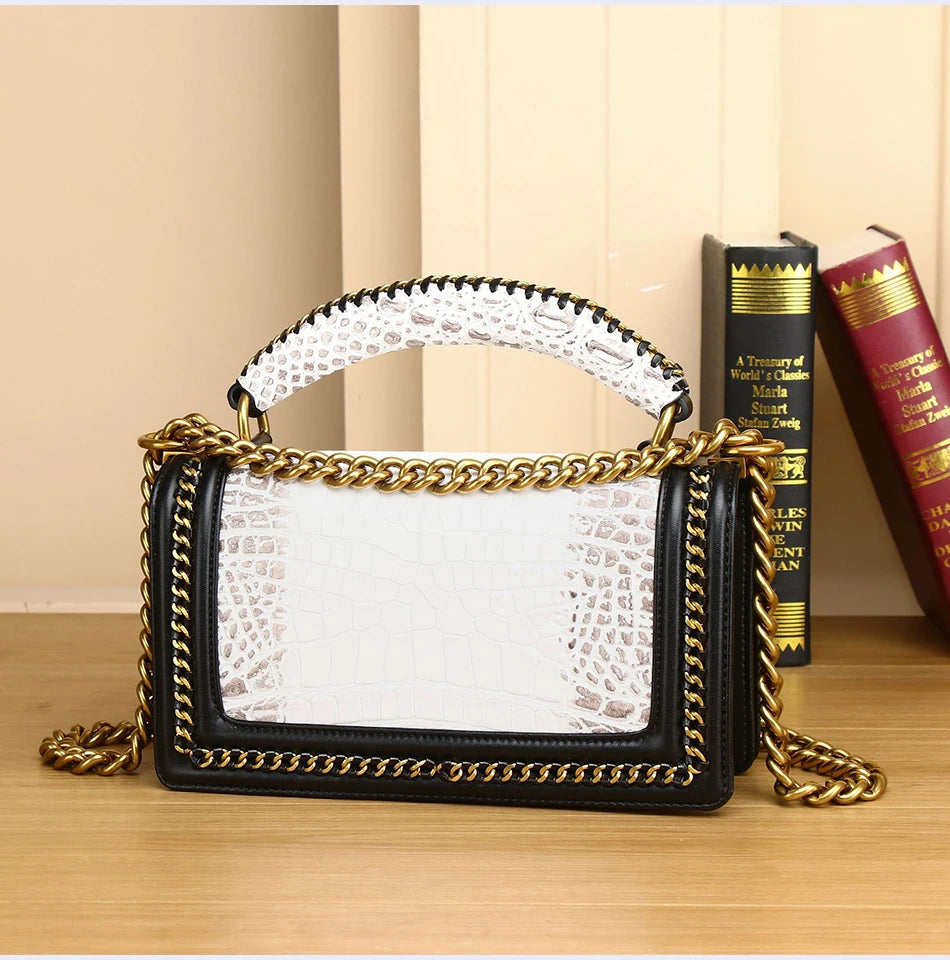 High quality Genuine cowhide women Luxury bag Women's handbag Crocodile patterned real cowhide bag fashion Bags for women