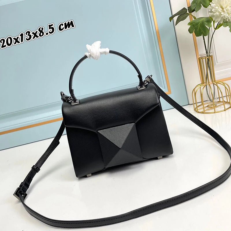 Women's Luxury Large Rivet Handbag Soft Genuine Leather One Shoulder Bag Fashion Lady Purse Evening Party Clutch Bag 2023 New