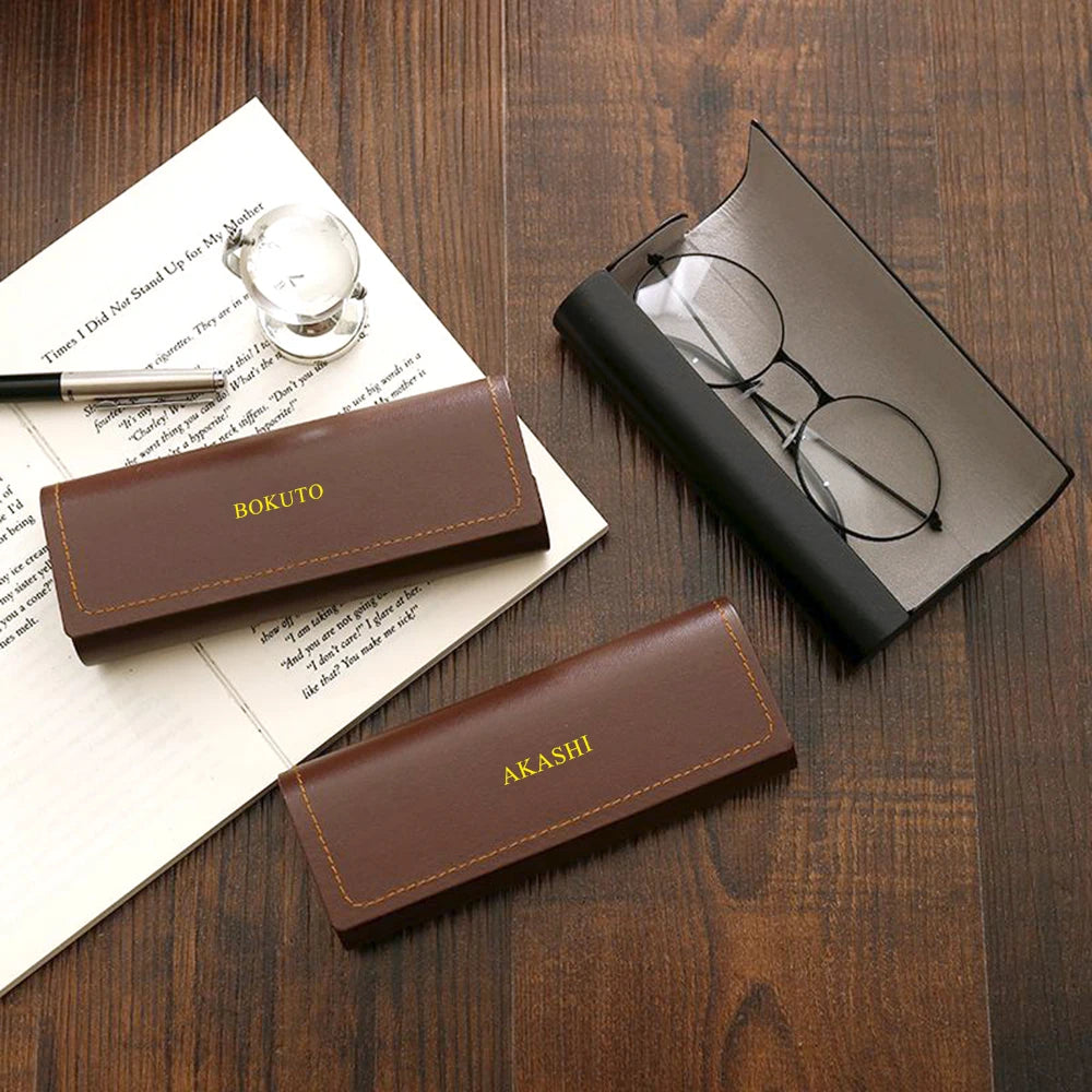 Custom Name Luxury Glasses Bag Engraving Leather Woman Man Sunglasses Pouch Travel Portable Protective Glasses Storage Bag Gift