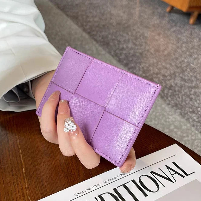 Fashion Woman Card Holder Luxury Genuine Leather Business Card Wallet Custom Initials Wallet Sheep Skin Brand Thin Coin Purse