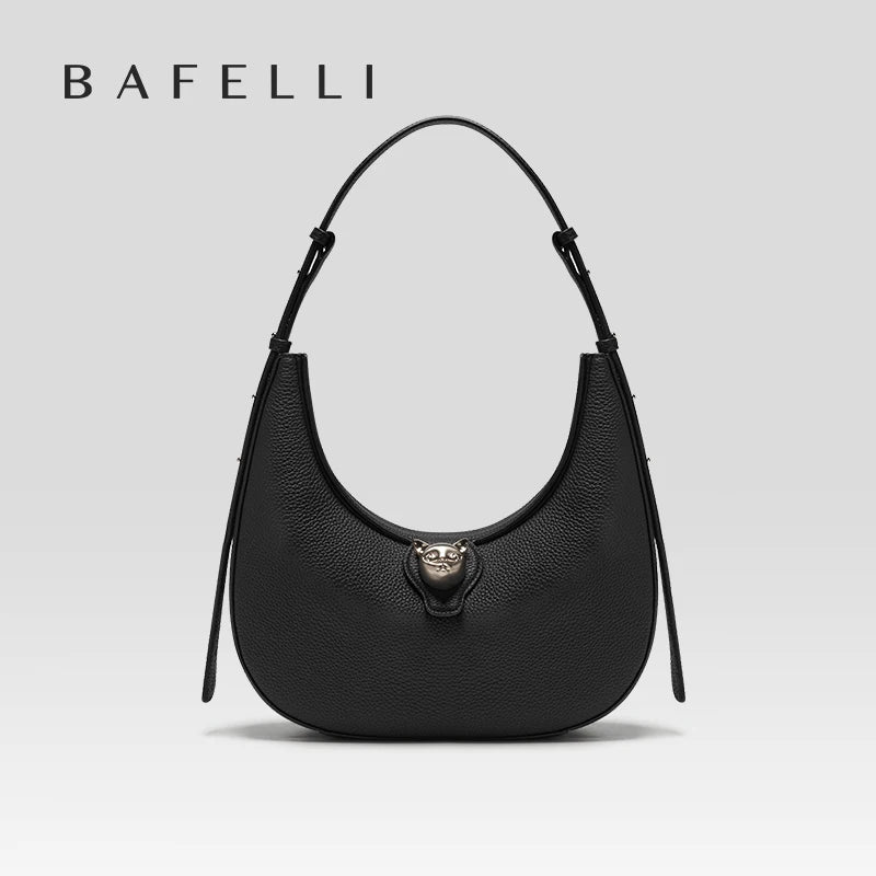 BAFELLI 2024 NEW WOMEN'S HANDBAG CAT SERIES GENUINE LEATHER LUXURY BRAND FASHION RETRO STYLE SHOULDER HOBOS FLAP BAGS FEMALE