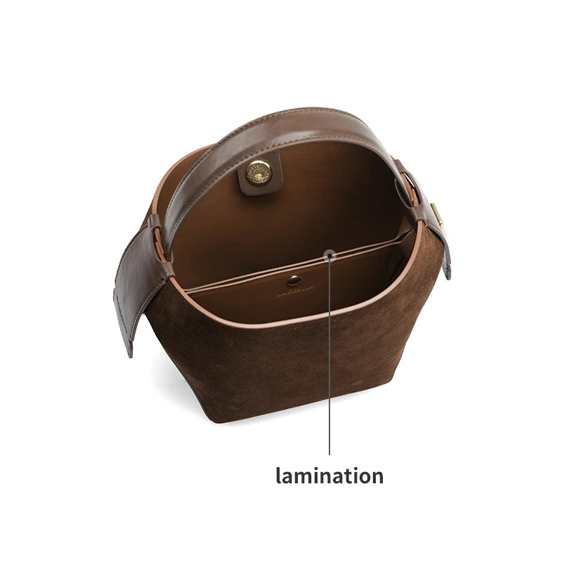 LA FESTIN Original 2024 New Handbags Women Suede Leather Bag Luxury Brand Bucket Bag Fashion Shoulder Bag Crossboby Bag