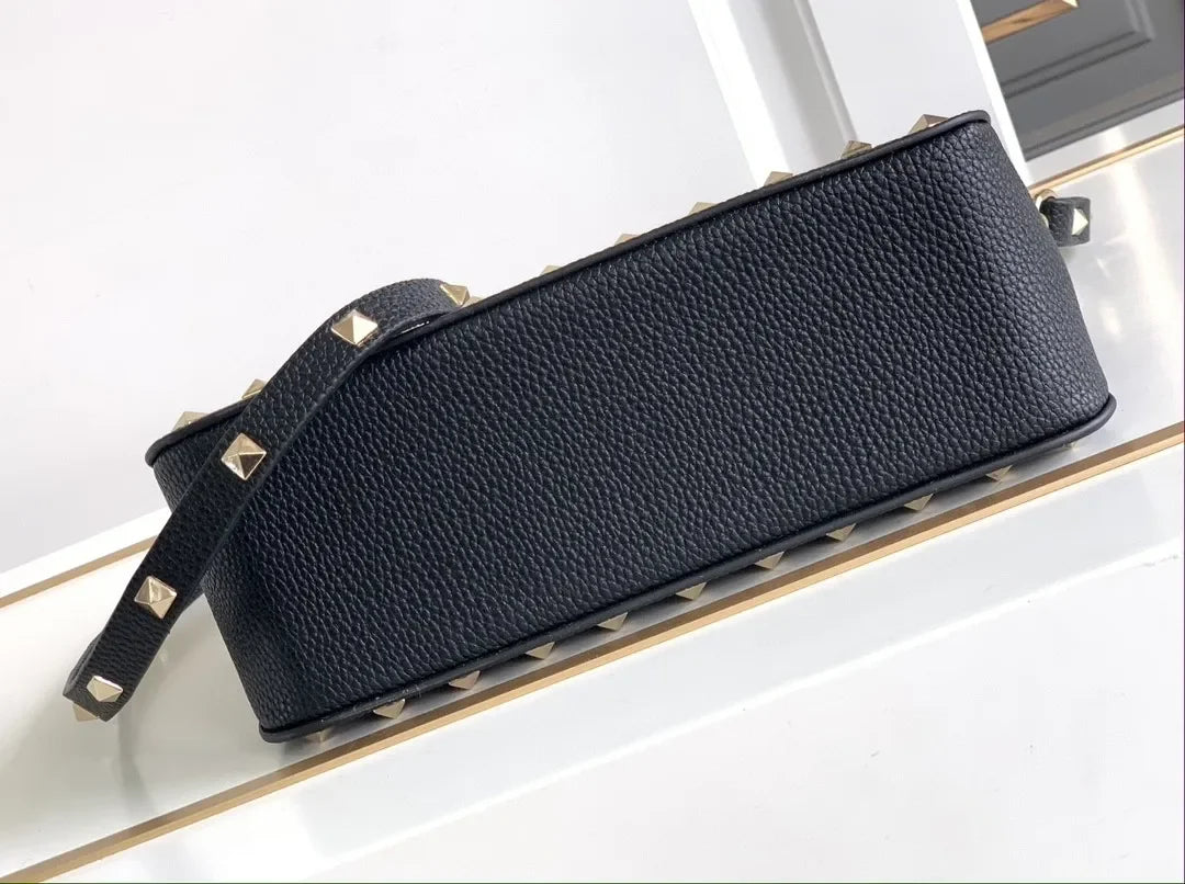 Stud rivet designer black luxury design small crossbody bag fashion leather shoulder messenger women purses and handbags