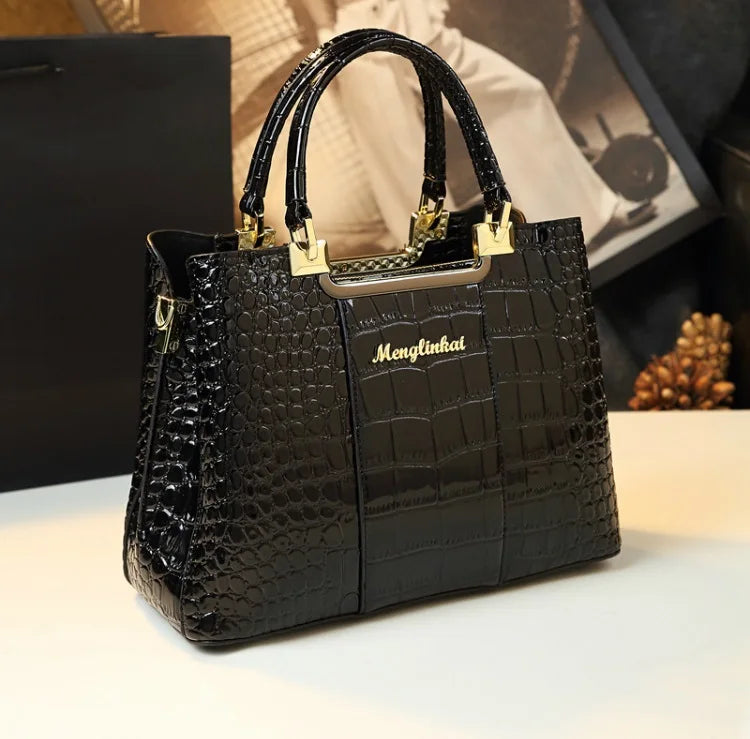 Luxury Bags For Women Crocodile Patent Leather Messenger Bag Large Capacity Female Tote 2023 Brand Designer Handbag