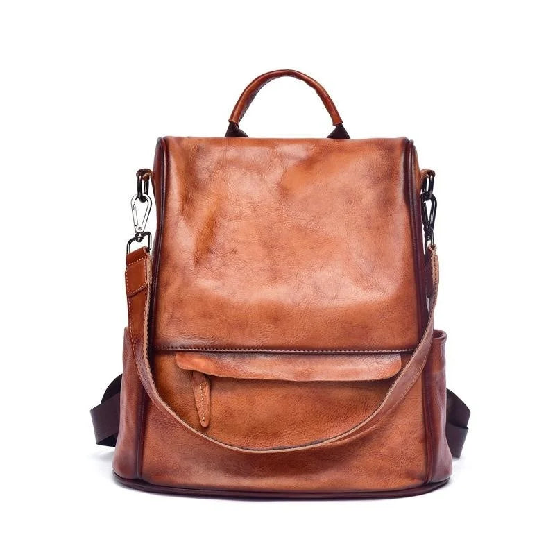 MOTAORA Vintage Women Backpacks 2024 New Genuine Leather Anti Theft Backpack Cowhide Large Capacity Ladies Travel Luxury Bags