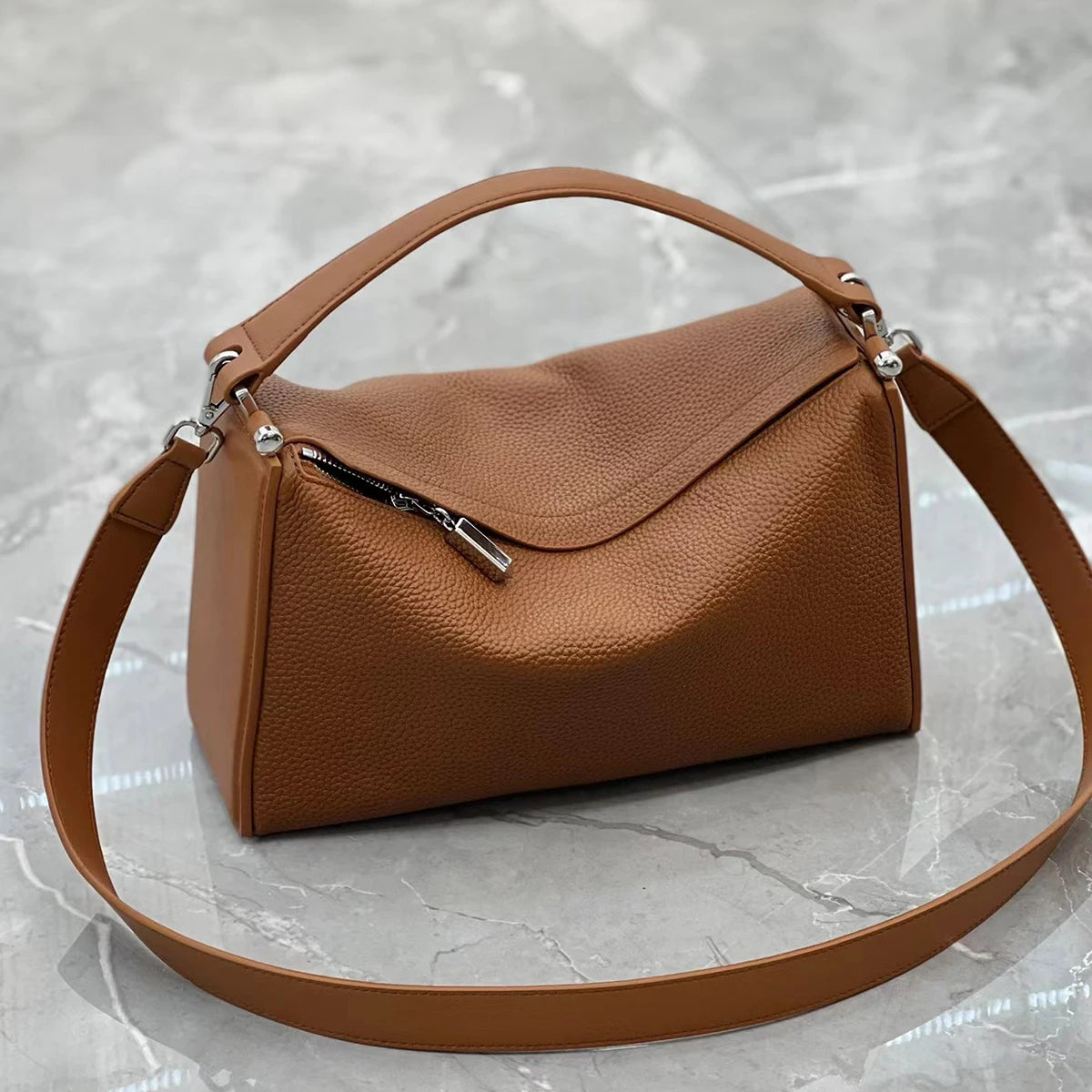 Fashion Large Capacity Lychee Genuine Leather Handbags For Women Luxury High Quality Cowhide Jade Pillow Bag High-end Dinner Bag