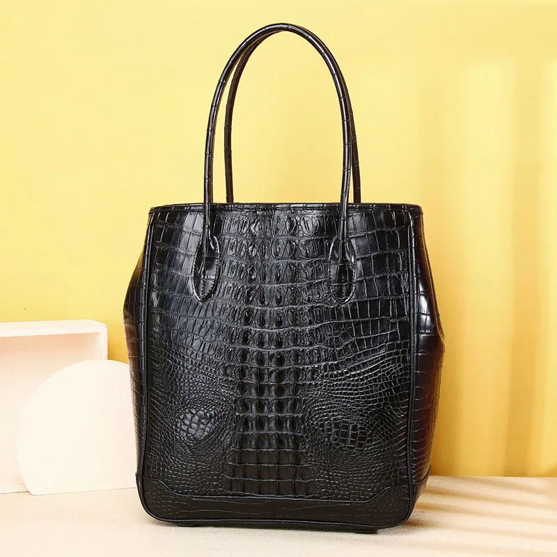 Genuine leather crocodile pattern large capacity high-quality women's handbag fashion luxury brand genuine leather women's bag