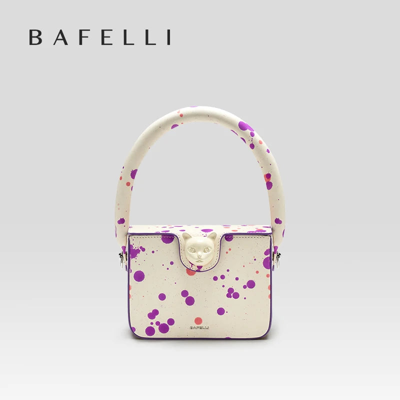 BAFELLI 2024 NEW WOMEN'S HANDBAG BOXY GENUINE LEATHER ORIGINAL DESIGNER LUXURY BRAND CAT SHOULDER FASHION BAGS STYLISH PURSE