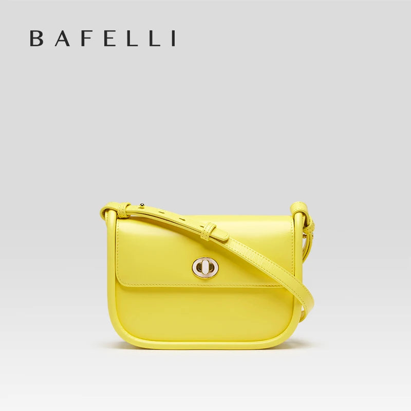 BAFELLI 2024 WOMEN'S NEW TREND LEATHER SADDLE BAGS FASHION STYLE ORIGINAL DESIGNER LUXURY BRAND CASUAL CROSSBODAY PURSE SHOULDER