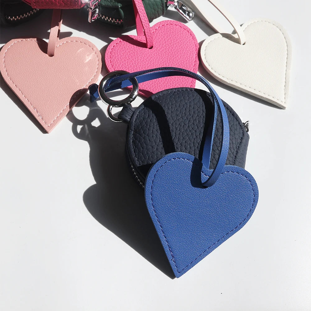 Custom Name Heart PU Leather Pendant Women Mini Cute Luxury Key Chain Engrave Initials Fashion Wholesale Handbag Pendant Gift