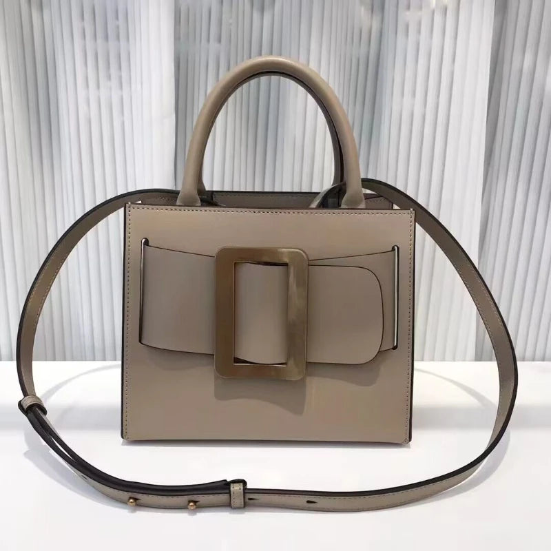 Handbags for Women 2022 Designer Luxury Genuine Leather Metal Square Buckle Shoulder Crossbody Bag Fashion Top Quality Tote Bag