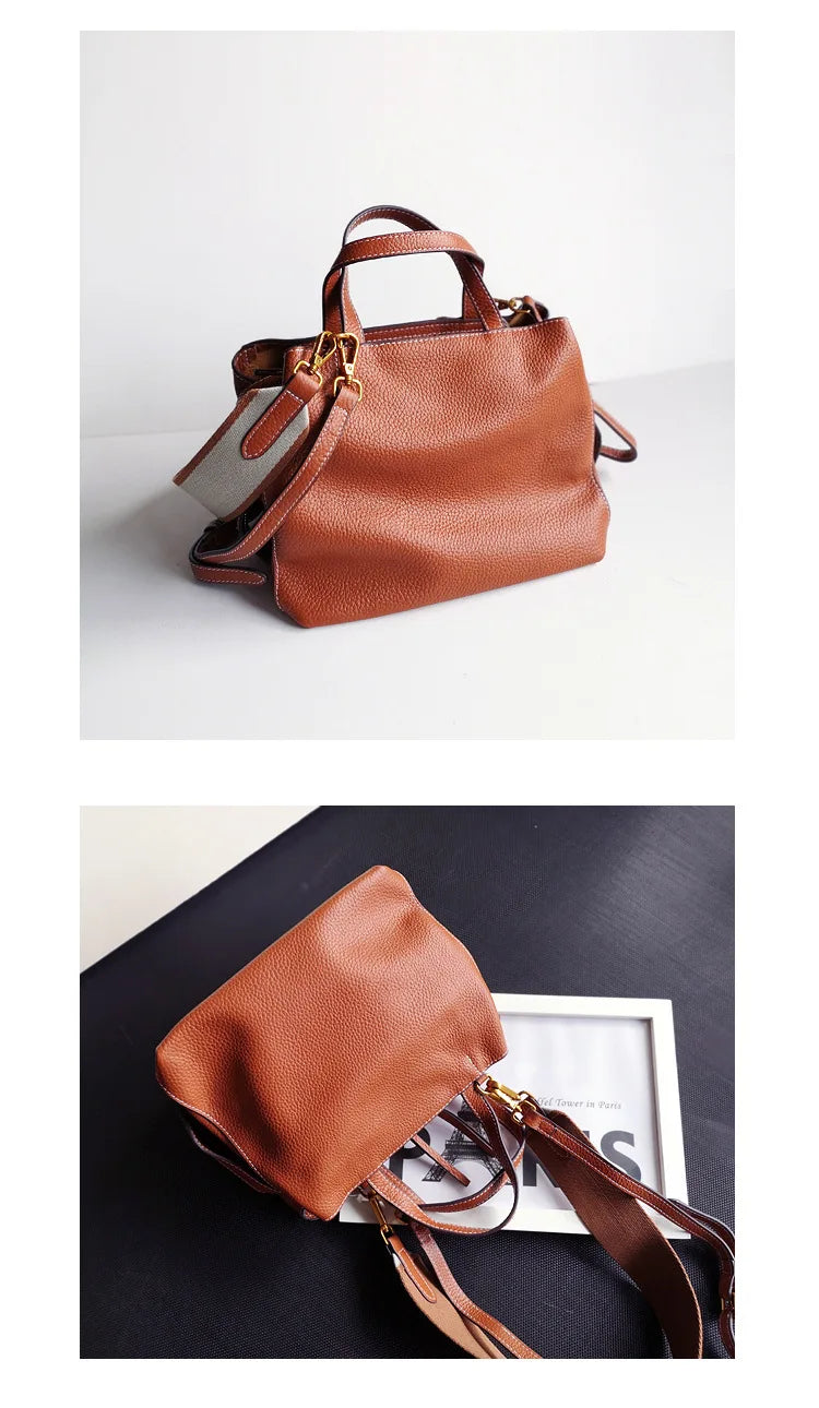 New Women Soft Top Layer Cowhide Women's Bag Shoulder Strap Casual Simple Leather Women's Bag Luxury Designer Shoulder Crossbody