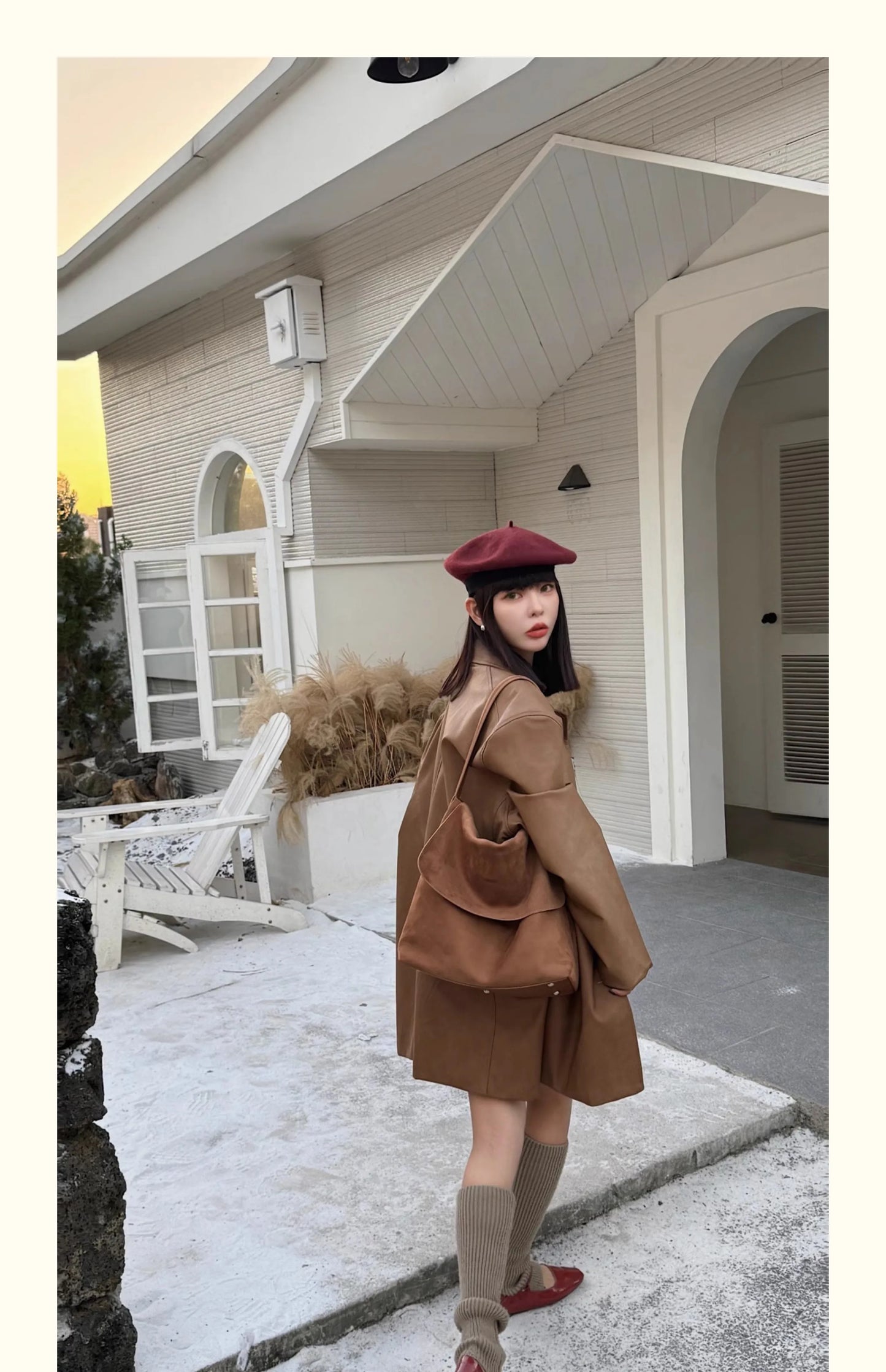 Winter Glossy Smooth Velvet Suede Cow Leather Cover Tote Bag Large Coffee Camel Color Women Armpit Shoulder Bag Chamois Handbag