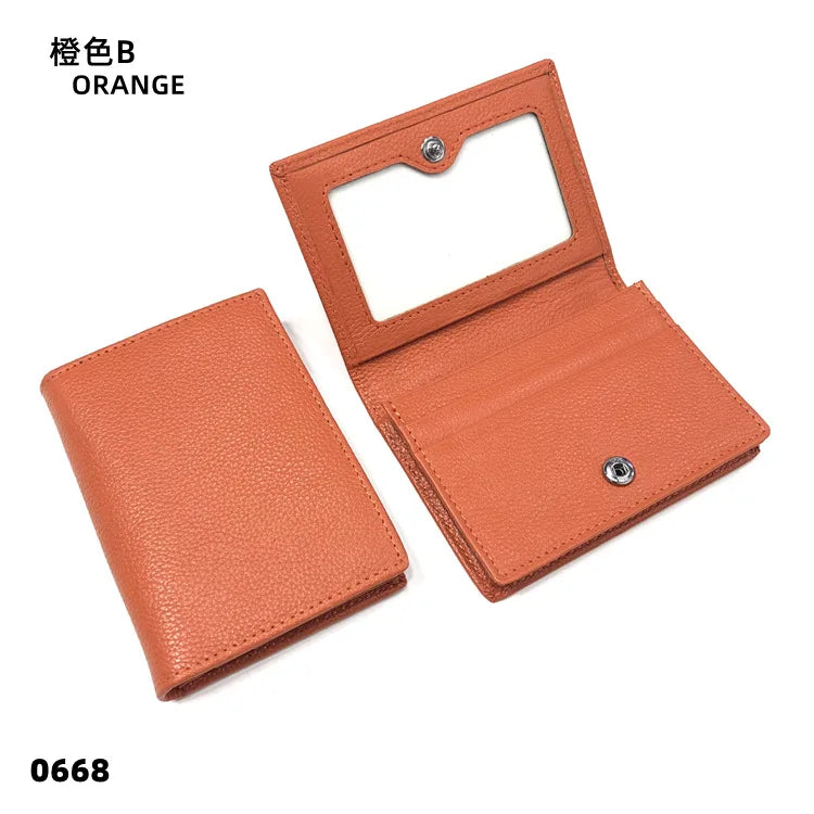 Custom Initials Business Card Holder Genuine Leather Folding Wallet ID Card Bag Woman Fashion Luxury Card Case Christmas Gift