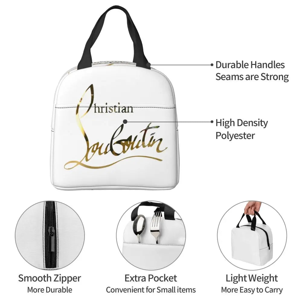 Christians High Heels Louboutins Insulated Lunch Bags Thermal Bag Meal Container Lady Beauty Large Tote Lunch Box Bento Pouch