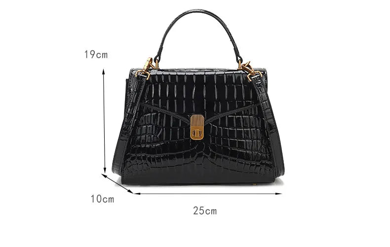 Luxury Handheld Cowhide Crocodile Pattern Bag for Women's Genuine Leather Bag 2024 Autumn New High Fashion Women's Bag