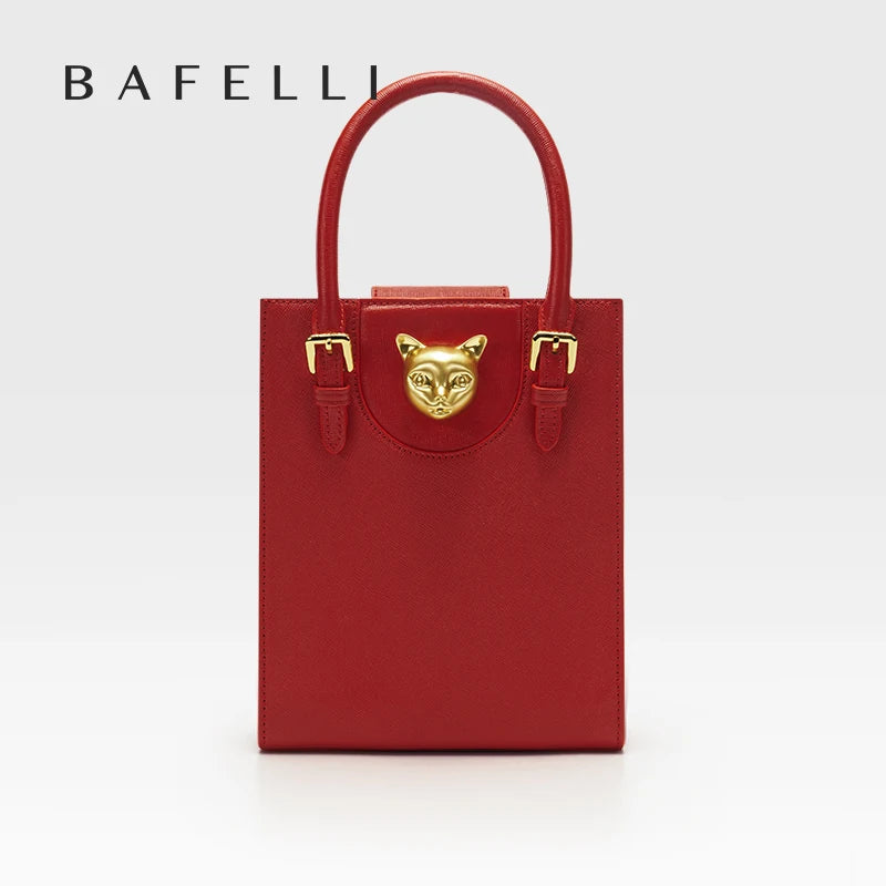 BAFELLI 2024 NEW WOMEN'S HANDBAG CAT LUXURY BRAND DESIGNER ORIGINAL STYLE TRENDING SHOULDER CASUAL BAGS MINI TOTE CROSSBODY