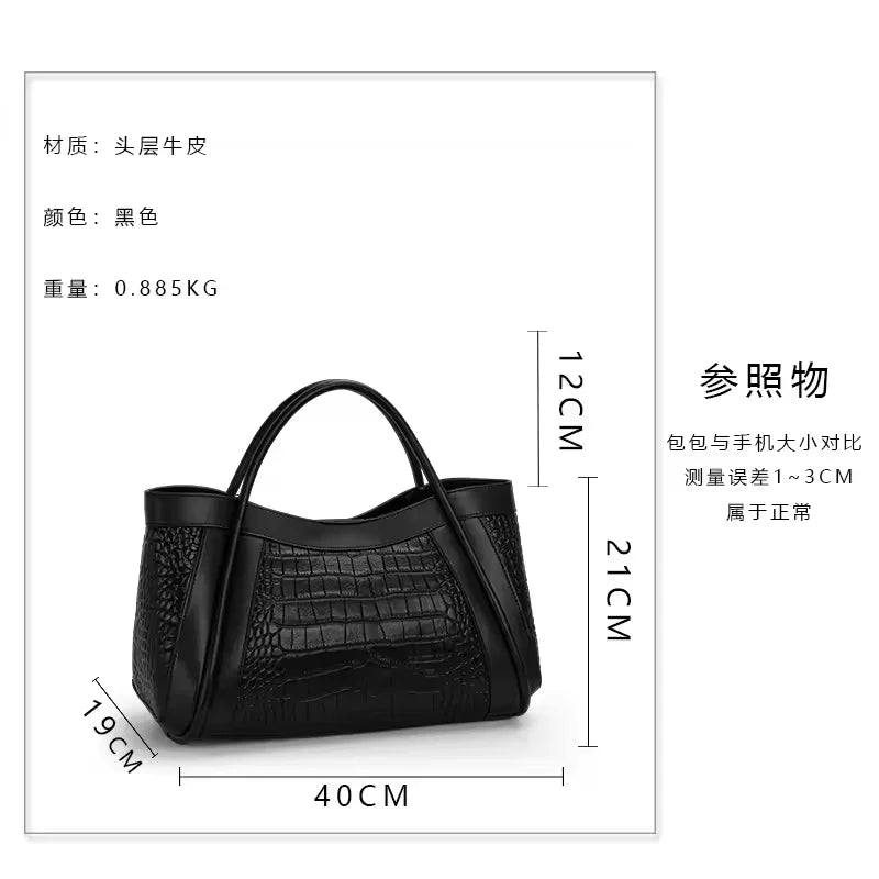 High Quality Luxury Bags For Women Crocodile Patent Leather Messenger Bag Large Capacity Female Tote 2024 Brand Designer Handbag